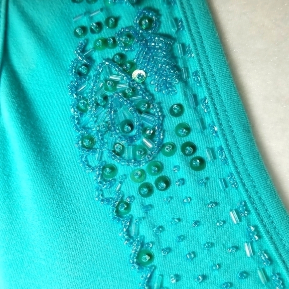Vintage Snazzie Short Tank Top with Beaded Collar. - Picture 5 of 7
